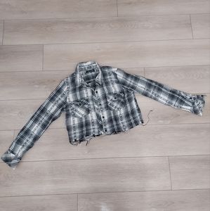 Volcom Crop Flannel, size S, black and white plaid